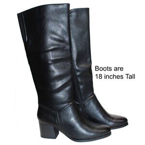 Baretraps Women Thalia Block Heel Riding Boots Size US 8.5M Black Faux Leather